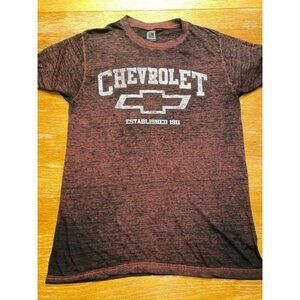 Chevrolet Vintage Style T-Shirt Mens Small Burnt Red Heather Crew Neck Short Sle